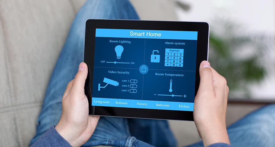 The ability to access and control security components from a mobile device is one of the top smart home trends in Appleton. Close-up of smart home security app.
