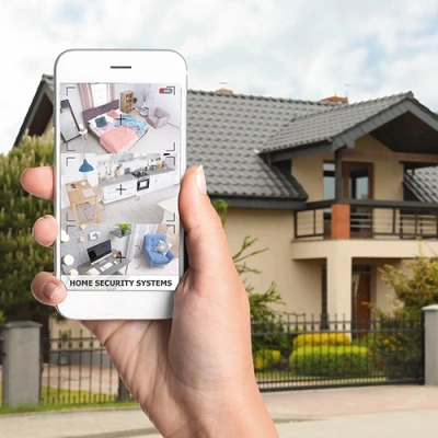 Appleton vivint phone display of cctv live feed in front of a house